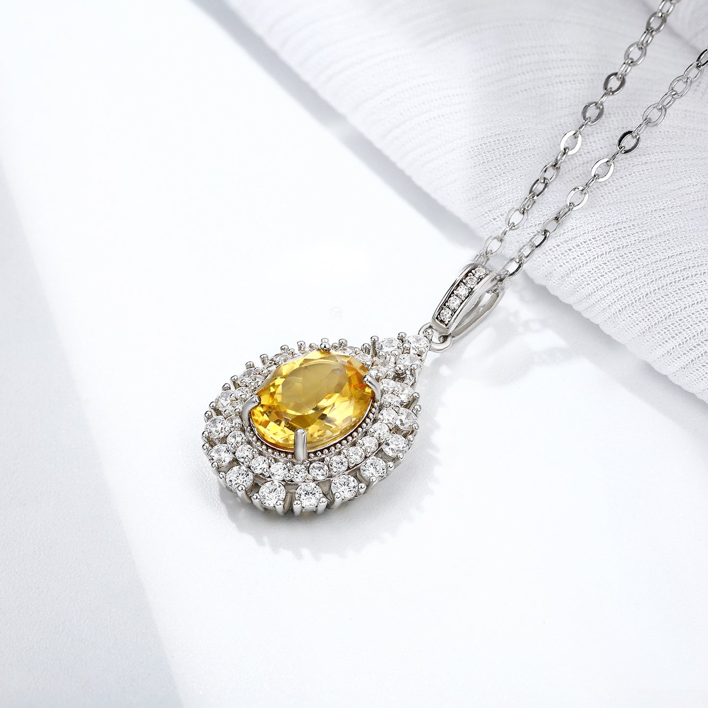 Collar de topacio con forma de Dan natural, femenino, versátil, de plata S925, conjunto completo, colgante de lujo ligero