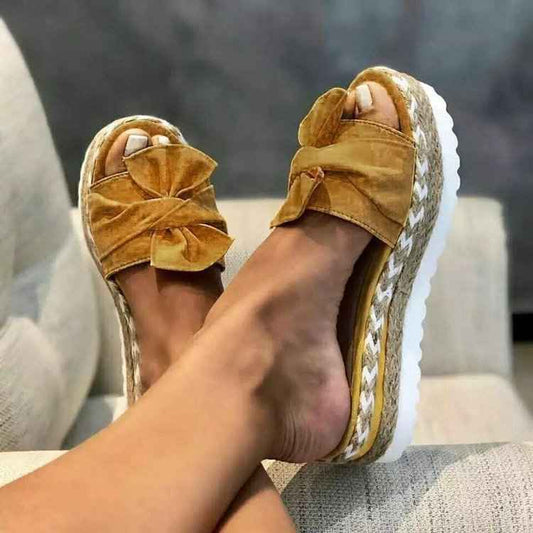 Women Bow Slippers Platform Sandals Shoes Summer