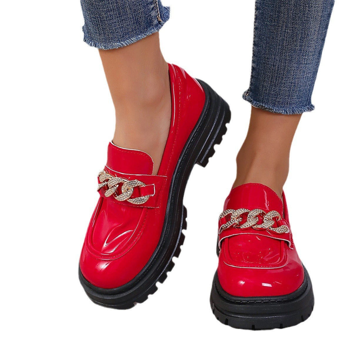 Zapatos de cuero de estilo británico casual retro para mujer