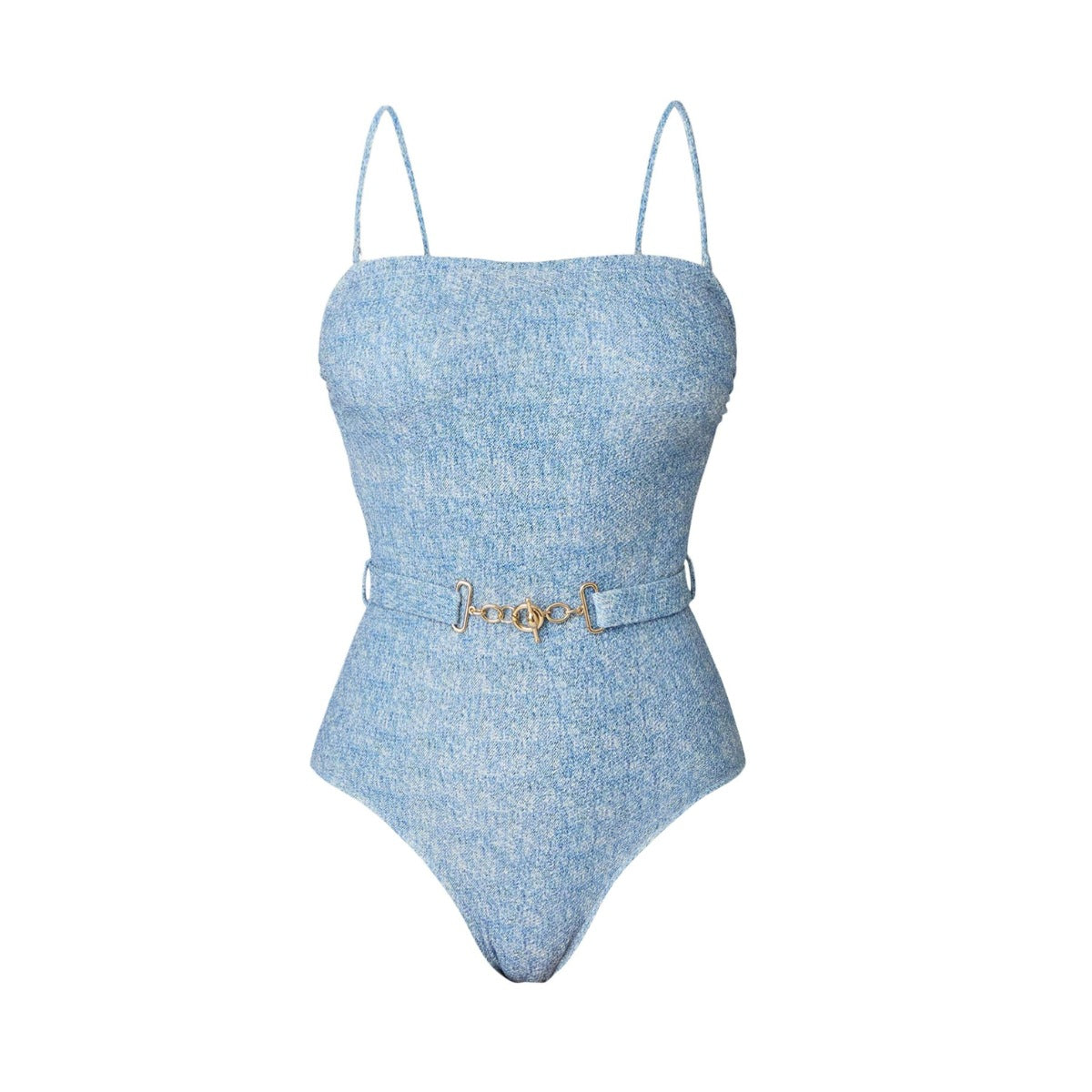 Conjunto de bikini triangular sexy de dos piezas de tela vaquera estampada para mujer