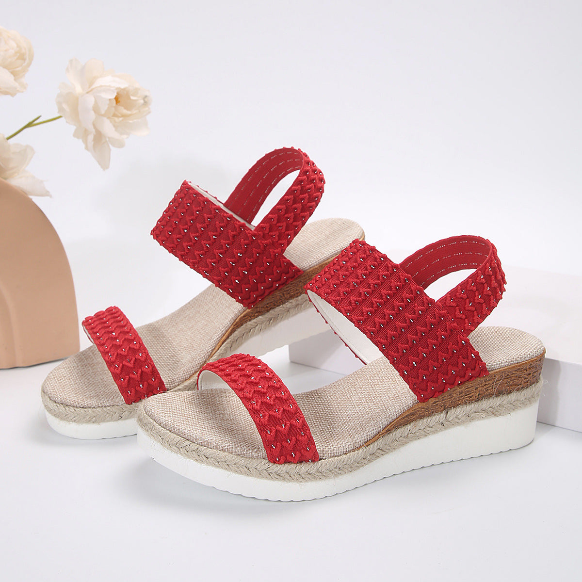 Sandalias de cuña de moda de verano para mujer Zapatos de punta abierta para mujer