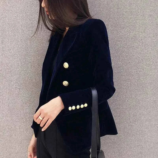 Women's Double-Breasted Velvet Blazer
