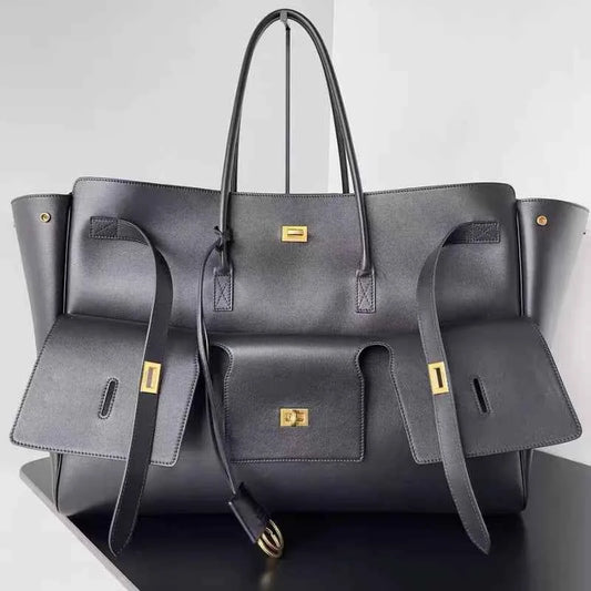 Luxury Designer Large Capacity Lock Tote Clutch Travel Bag Quality Leather Wing Handbag Female Shoulder Bags Roomy Commuter Bag