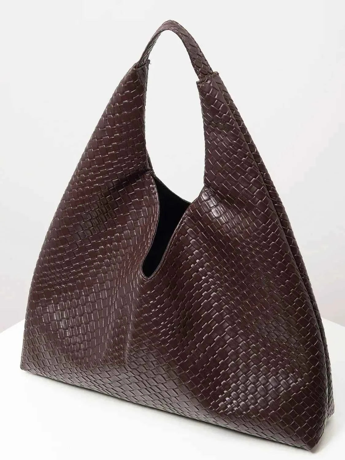Women's retro faux leather braided shoulder bag, large capacity tote bag, casual underarm bag, large tote bag, daily commuter ba