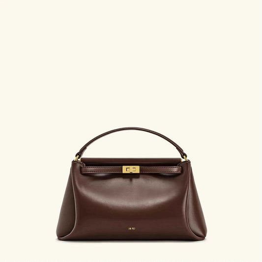JW PEI Carmen Lock Handbag 2026 New Women's Crossbody Small Square Turnlock Closure Purse Minimalist Vegan Leather Shoulder Bag