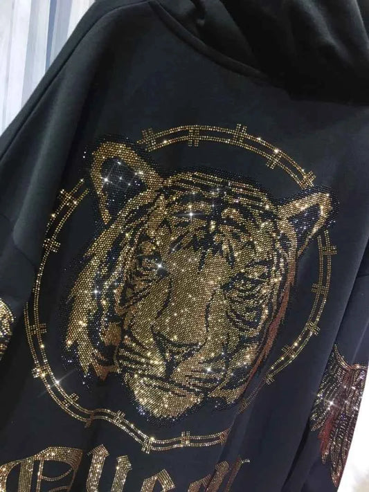 Women's Rhinestone Zip-Up Hoodie