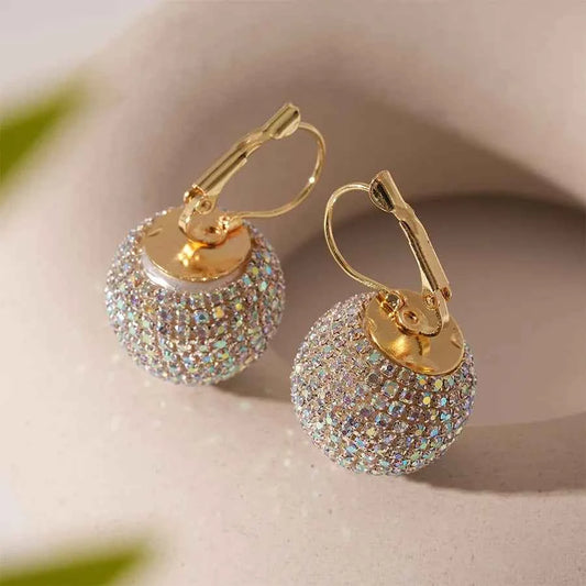 Sparkly Rhinestone Zircon Earrings for Women Round Ball Earrings Wedding Bridal Accessories Party Ear Jewelry Wholesale