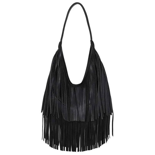 Women's Tassel PU Hobo Shoulder Bag