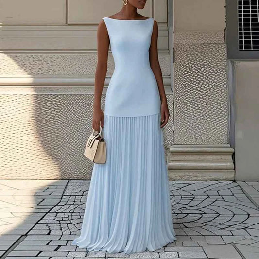 Fashion Summer Vacation Outfit Woman 2025 Spring Crew Neck Top Pullover & Pleated Skirts Suit Sexy Sleeveless Slim Two Piece Set