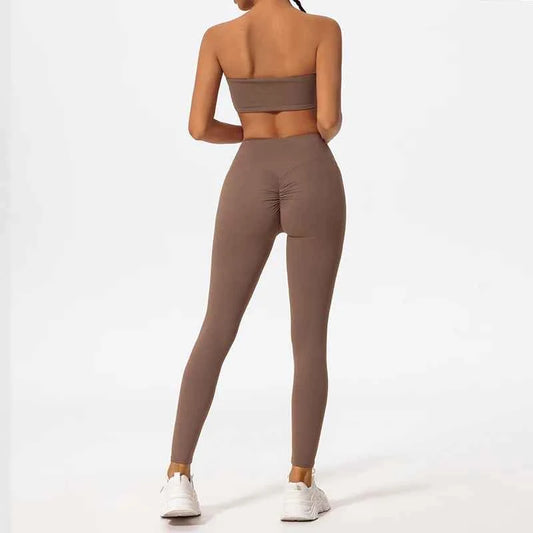 Summer Women Strapless Bra Suits Gym Workout Yoga Outfit Female Fitness Crop Top Outdoors Activewear Women Underwear Set