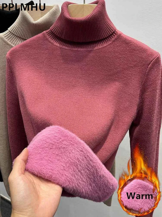 Women's Velvet-Lined Turtleneck Sweater