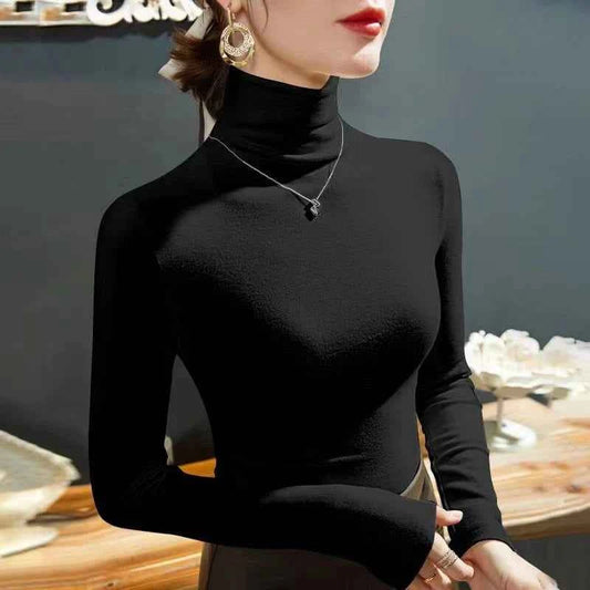 Women's Fleece-Lined Long-Sleeve Turtleneck Top