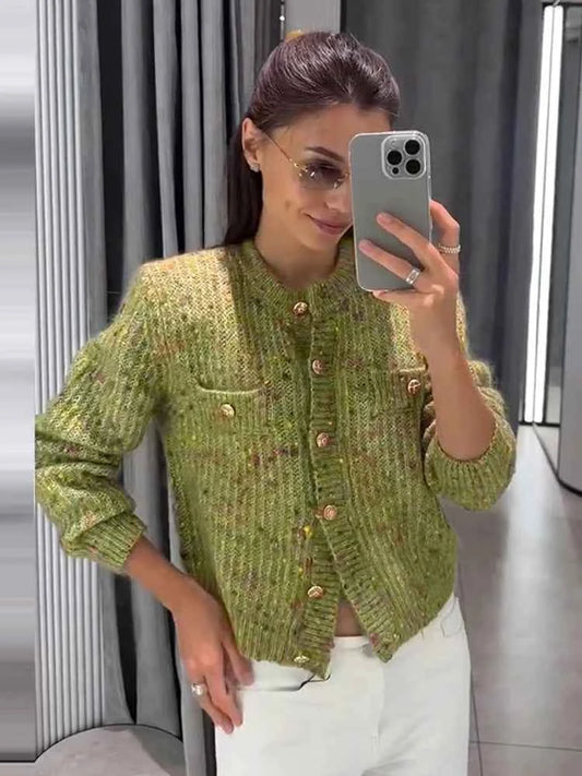 Women's Colorful Button-Front Knit Cardigan
