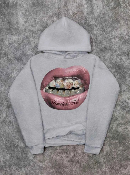 Men's Lip-Print Hooded Sweatshirt