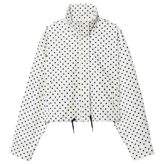 Women's Polka-Dot Cropped Bomber Jacket