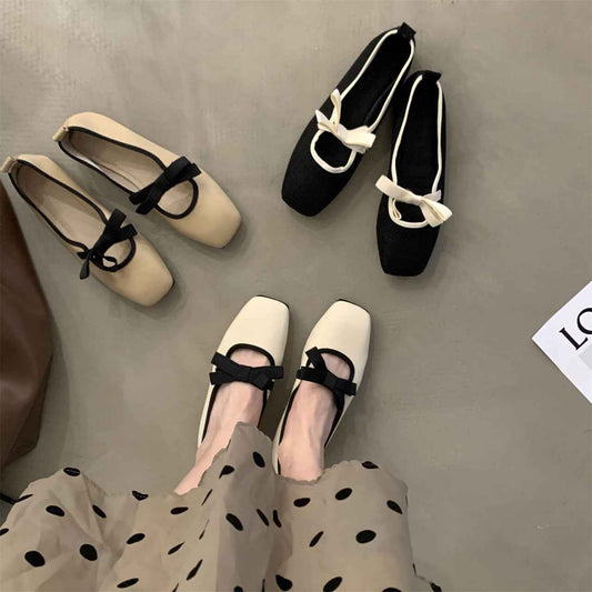 Women Shallow Cut Flat Sole Single Shoes
