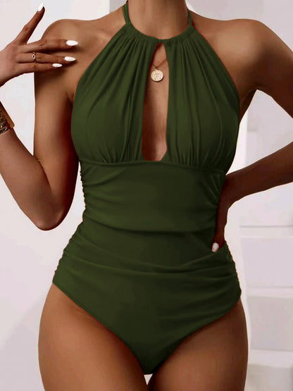 Nuevo bañador de una pieza con cuello halter para mujer