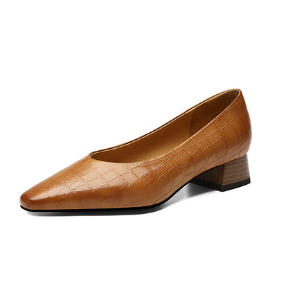 Zapatos de mujer de tacón bajo grueso con punta afilada