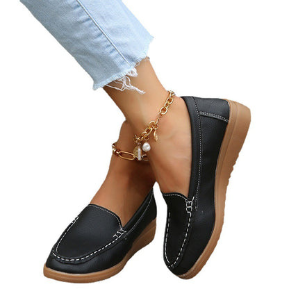 Zapatos planos de mujer de cuero sintético Loafers