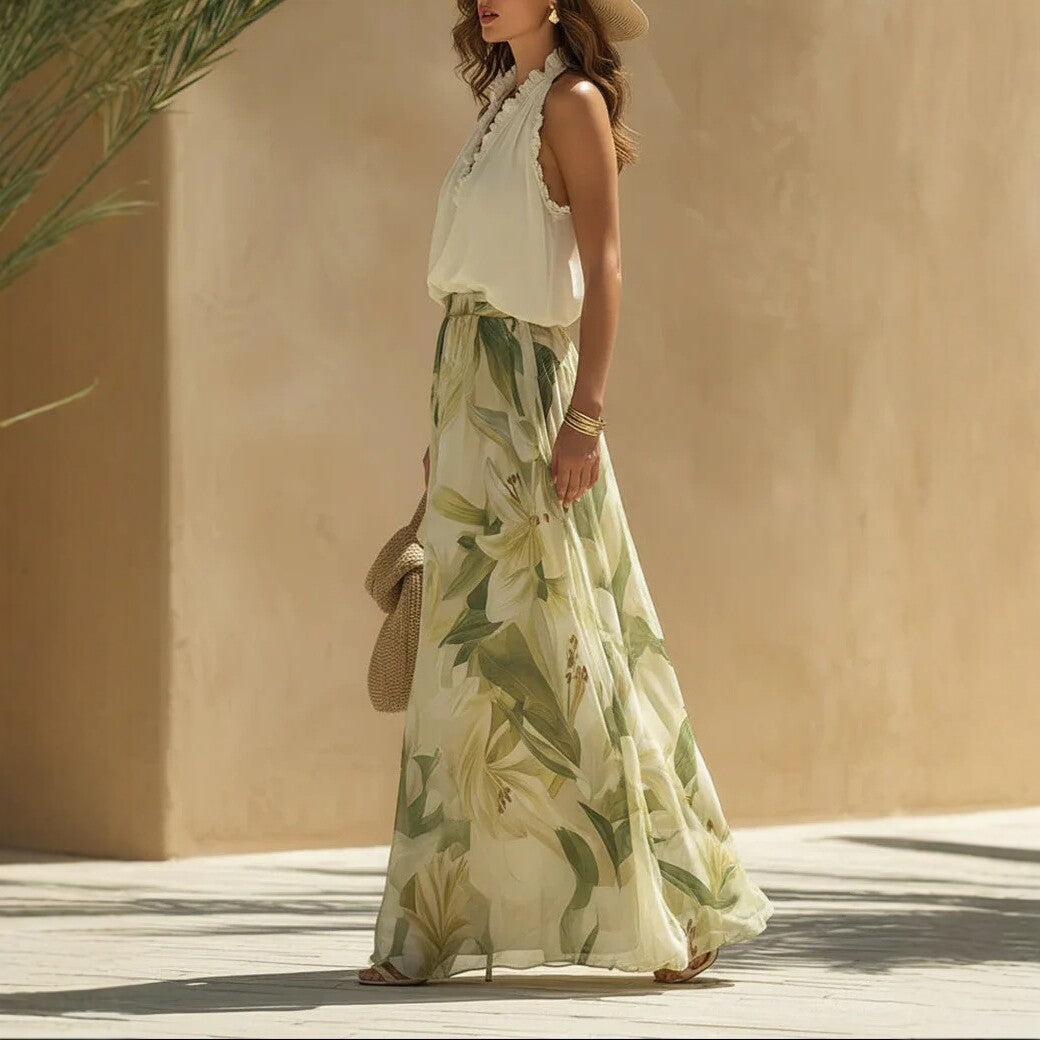 Vestido Elegante para Mujer con Volantes y Fruncido en la Cintura