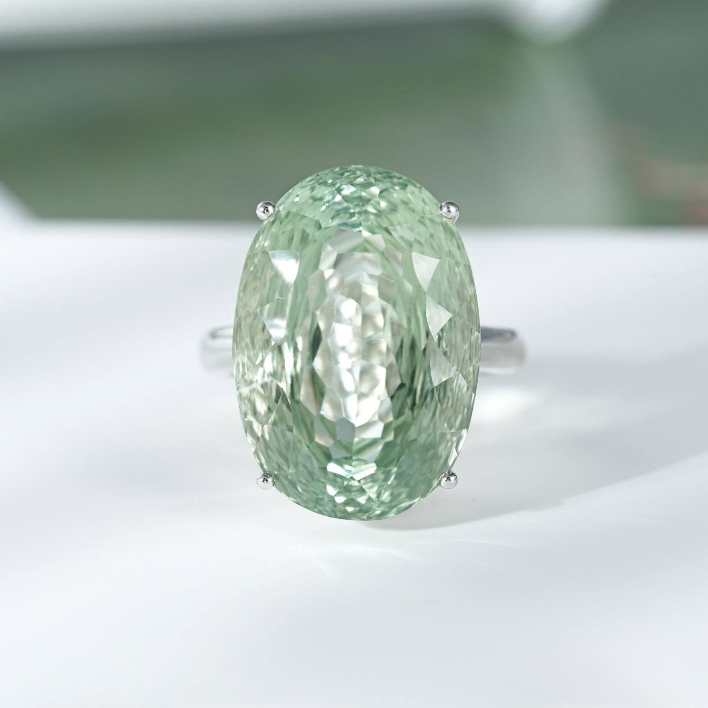Anillo de plata de ley 925 con amatista verde para mujer, estilo retro de lujo de primera calidad
