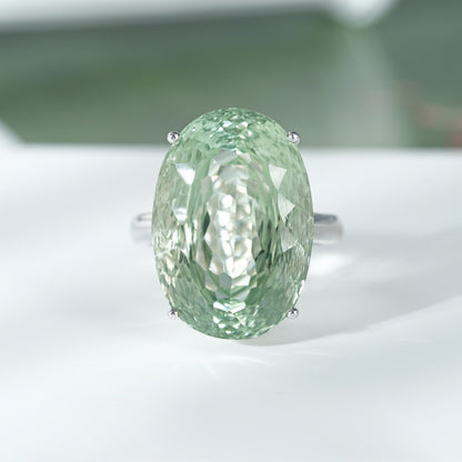 Anillo de plata de ley 925 con amatista verde para mujer, estilo retro de lujo de primera calidad