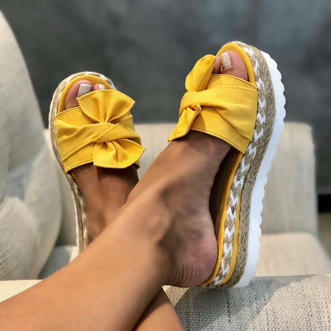 Zapatillas de lazo para mujer Sandalias de plataforma Zapatos de verano