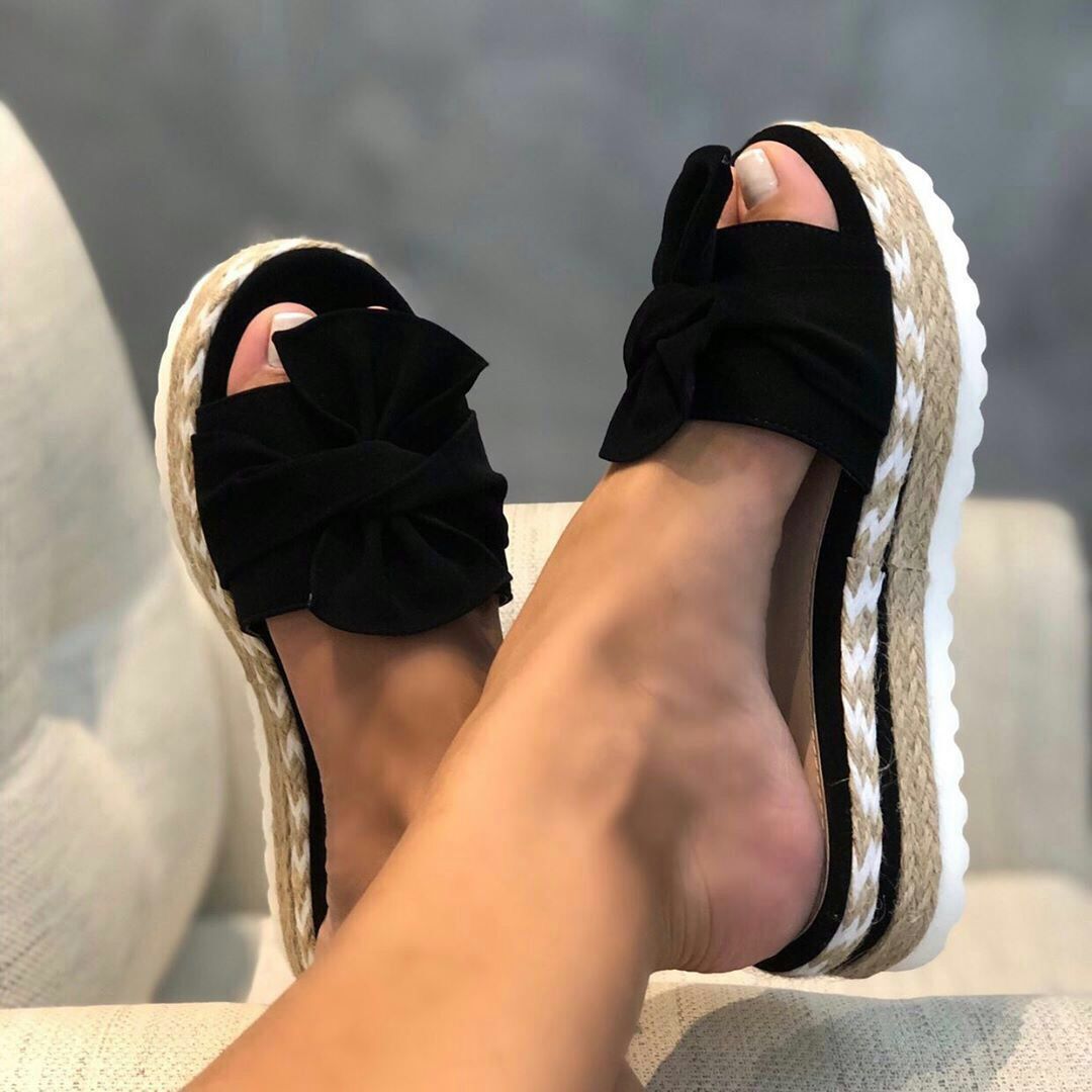 Zapatillas de lazo para mujer Sandalias de plataforma Zapatos de verano