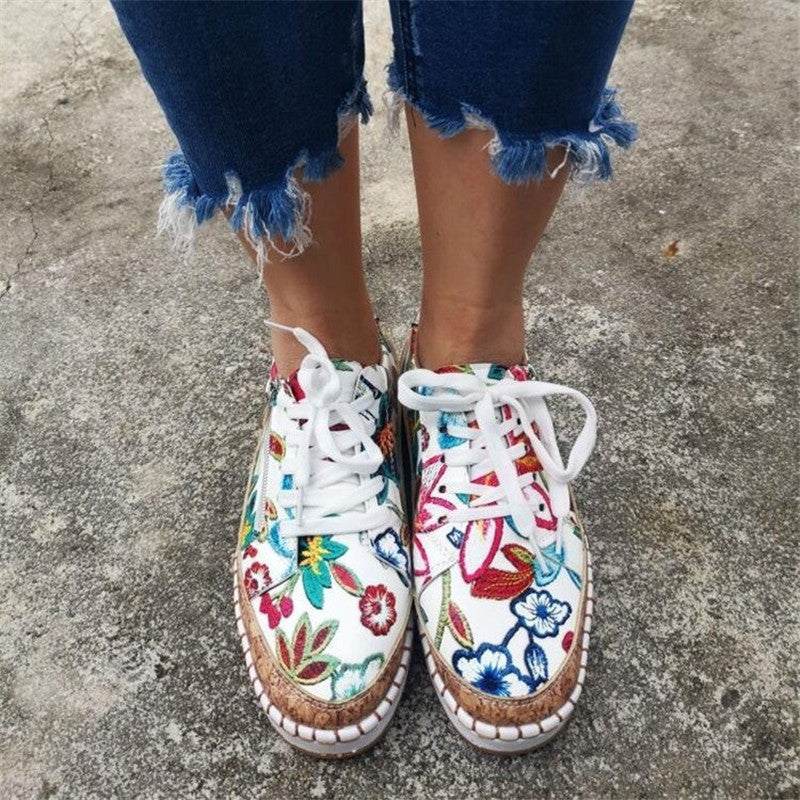 Zapatos planos con estampado étnico, estilo casual, con cremallera lateral y sin cordones, mocasines para mujer
