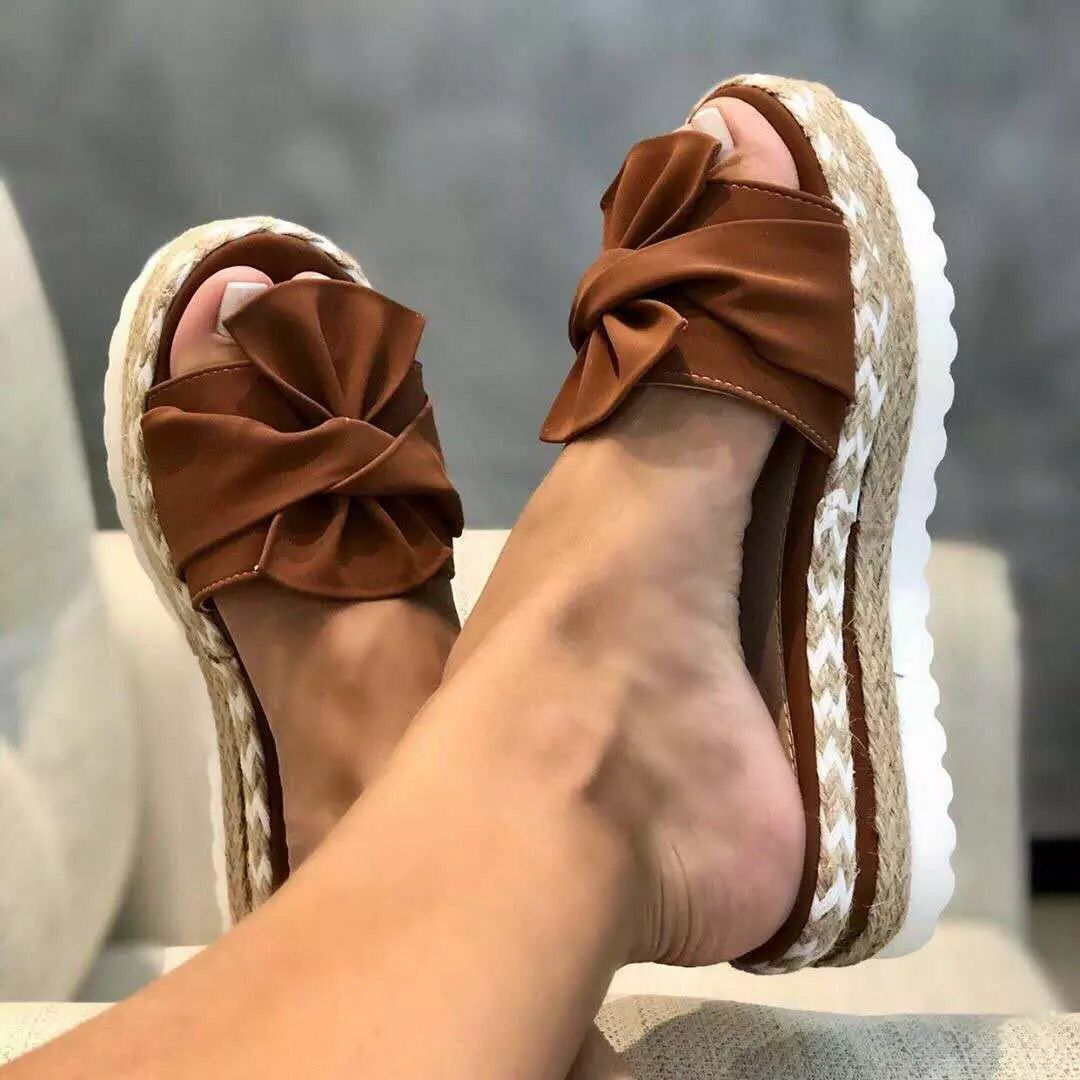 Zapatillas de lazo para mujer Sandalias de plataforma Zapatos de verano