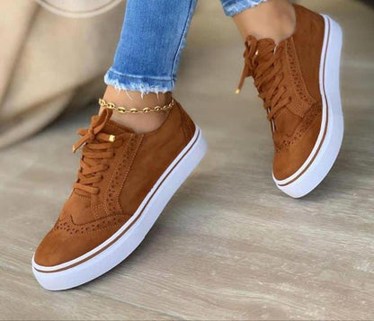 Zapatos individuales grandes de mujer, cómodos, casuales, de punta redonda, con cordones, para mujer