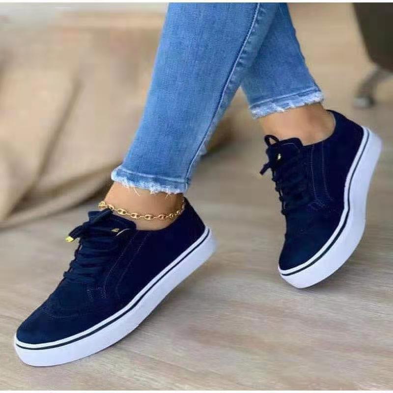 Zapatos individuales grandes de mujer, cómodos, casuales, de punta redonda, con cordones, para mujer