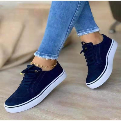 Zapatos individuales grandes de mujer, cómodos, casuales, de punta redonda, con cordones, para mujer
