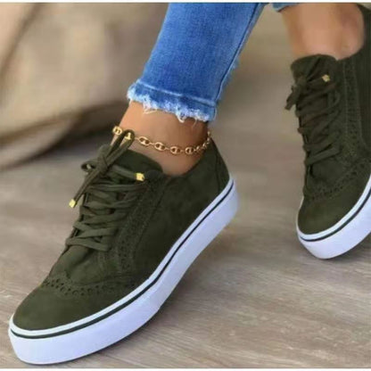 Zapatos individuales grandes de mujer, cómodos, casuales, de punta redonda, con cordones, para mujer