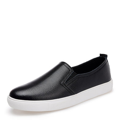 Zapatos de cuero blancos pequeños, estilo coreano, casuales, de cuero, de un solo pie, para mujer