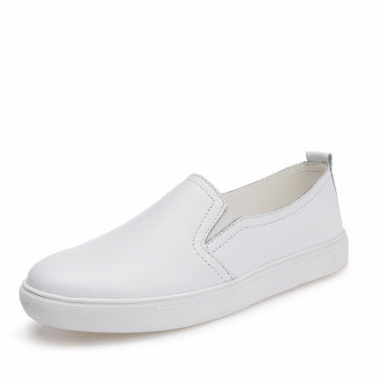 Zapatos de cuero blancos pequeños, estilo coreano, casuales, de cuero, de un solo pie, para mujer