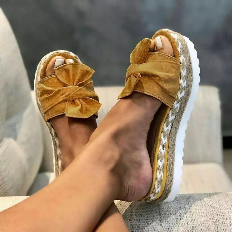 Zapatillas de lazo para mujer Sandalias de plataforma Zapatos de verano