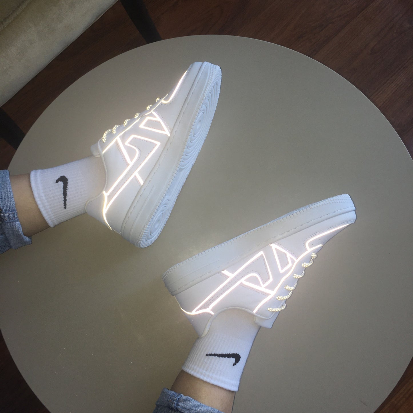 Zapatillas deportivas reflectantes blancas para hombre y mujer