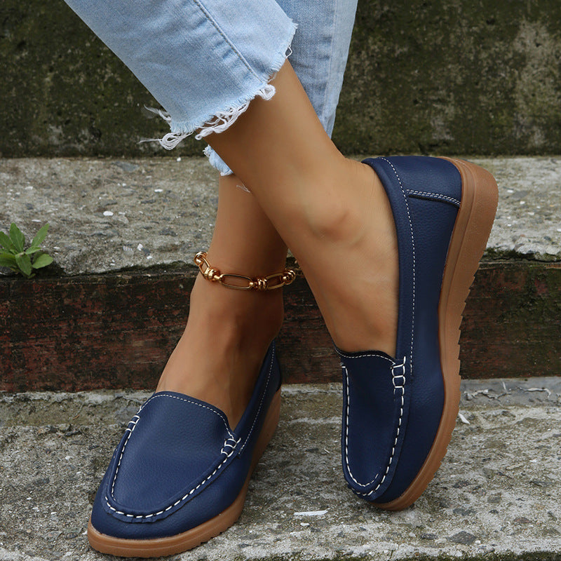 Zapatos planos de mujer de cuero sintético Loafers