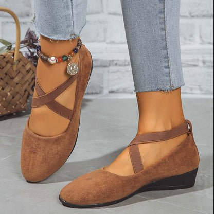Zapatos deportivos casuales con cuña y punta para mujer