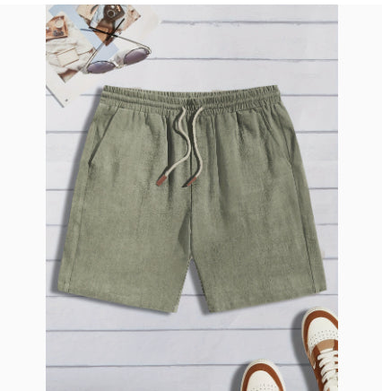 Pantalones cortos de lino finos, holgados e informales para hombre