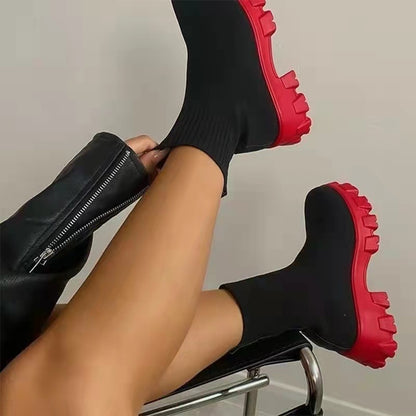 Botines de Mujer con Plataforma y Tacón Grueso