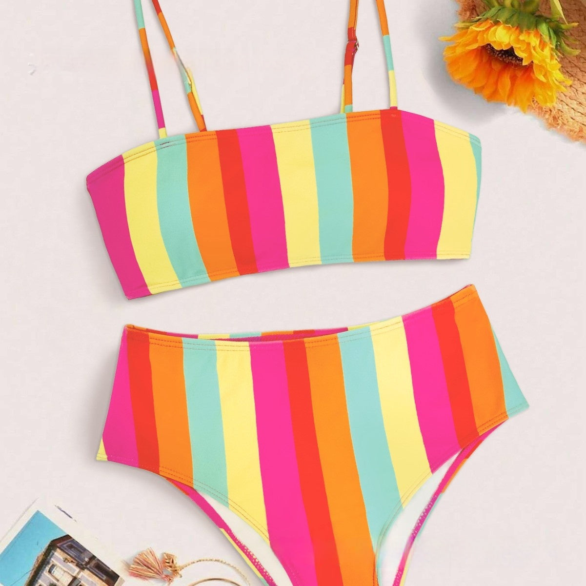 Traje de baño de bikini sexi estampado con aberturas para mujer