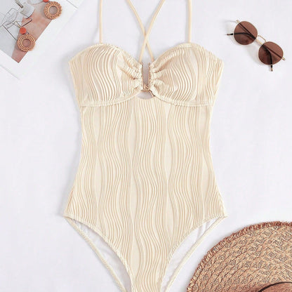 Elegant Lace-up One-Piece Swimsuit For Women