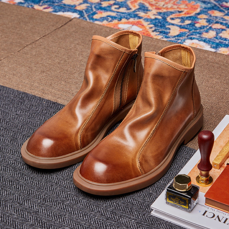 Botines Martin de cuero de cabeza redonda para hombre