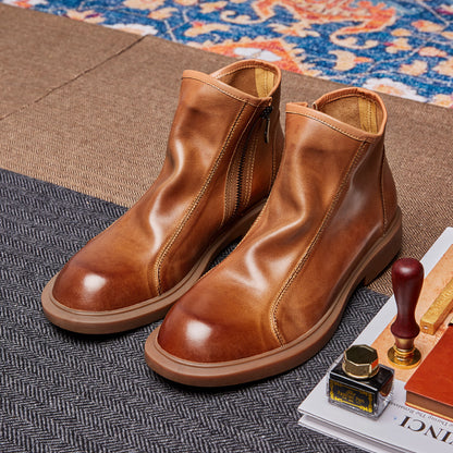 Botines Martin de cuero de cabeza redonda para hombre