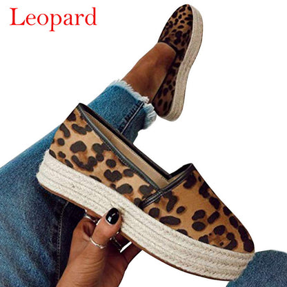 Zapatos de plataforma de cáñamo para mujer, mocasines sin cordones para niña
