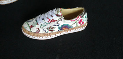 Ethnic Style Printed Flats Shoes Casual Side Zip Slip-on Shoes Loafers Women