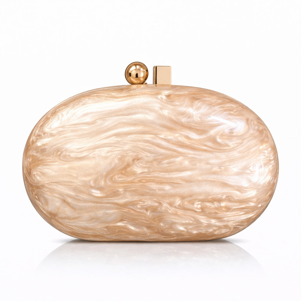 Bolso de Hombro para Mujer con Diseño Ovalado Perlado