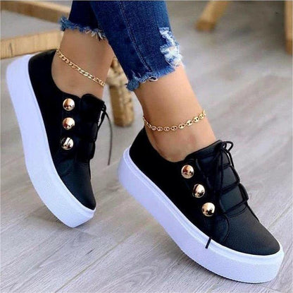 Zapatillas planas con cordones para mujer, zapatos casuales con remaches
